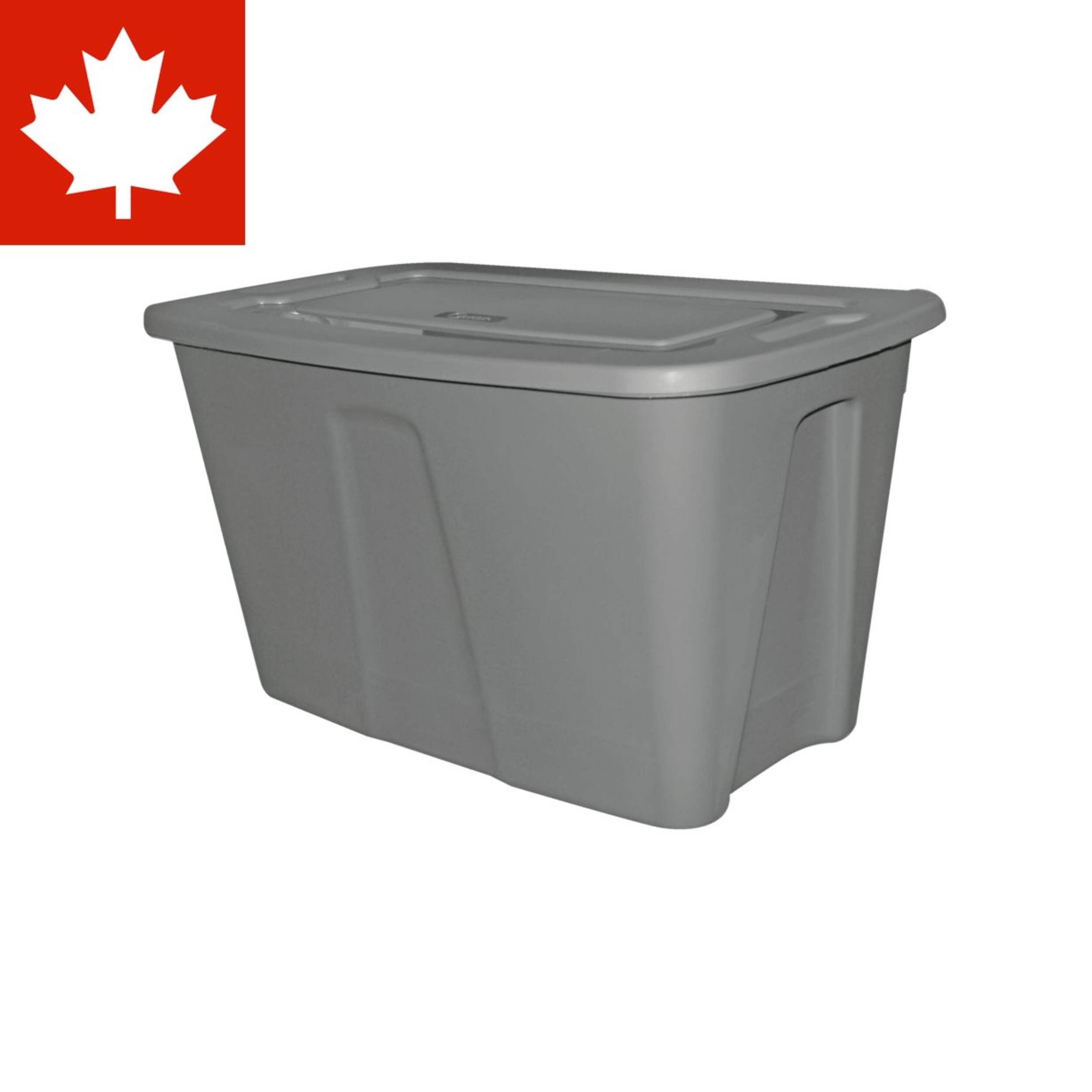 type A Restore Stackable Nesting Storage Box with Lid, 121-L, Grey Front_Angled_Left