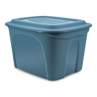 Type A Stackable Storage Box with Lid, 72-L, Blue Front_Three_Fourths_Angled_Left