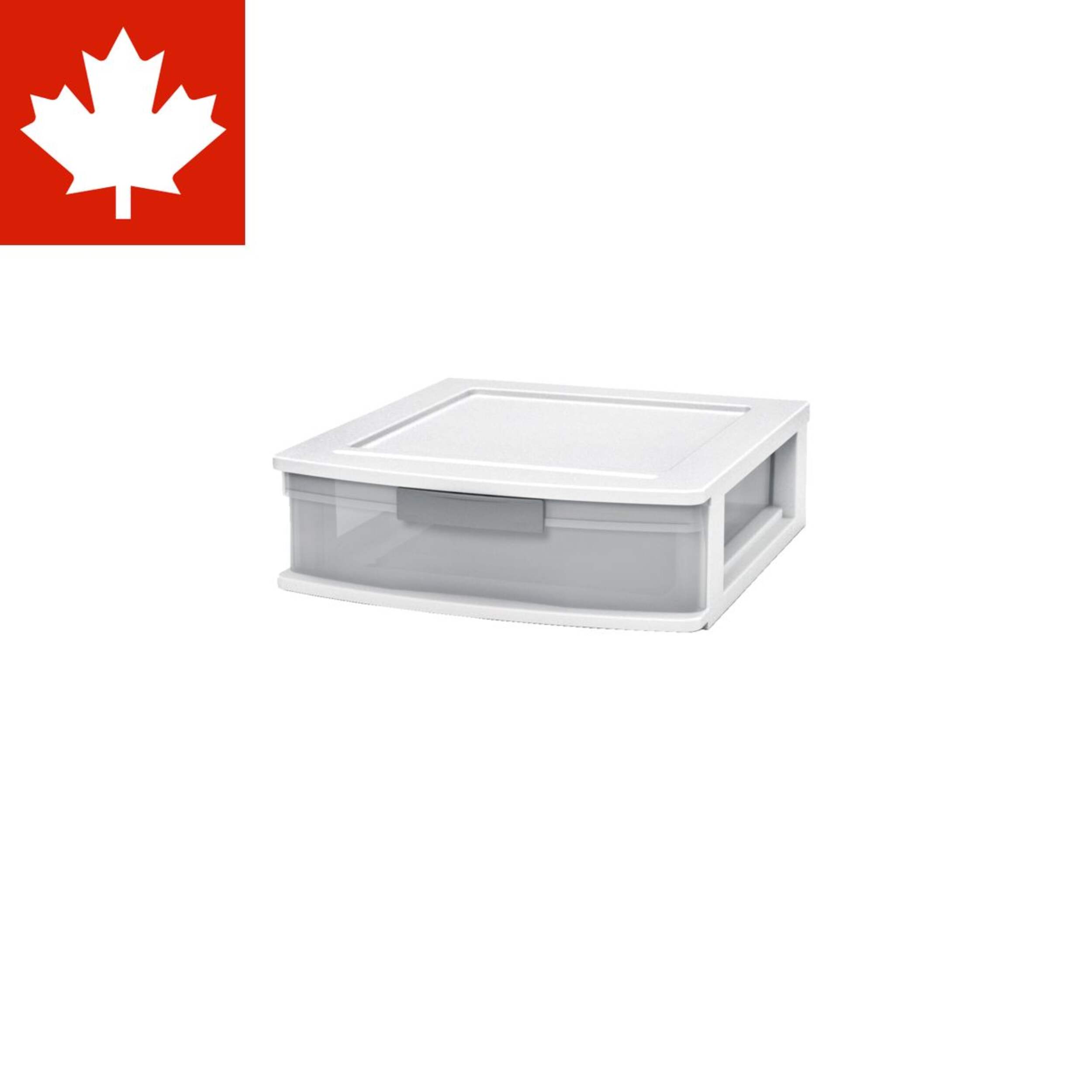 Tiroir de rangement simple Type A Element, cadre blanc transparent, 5 po Front_Angled_Left