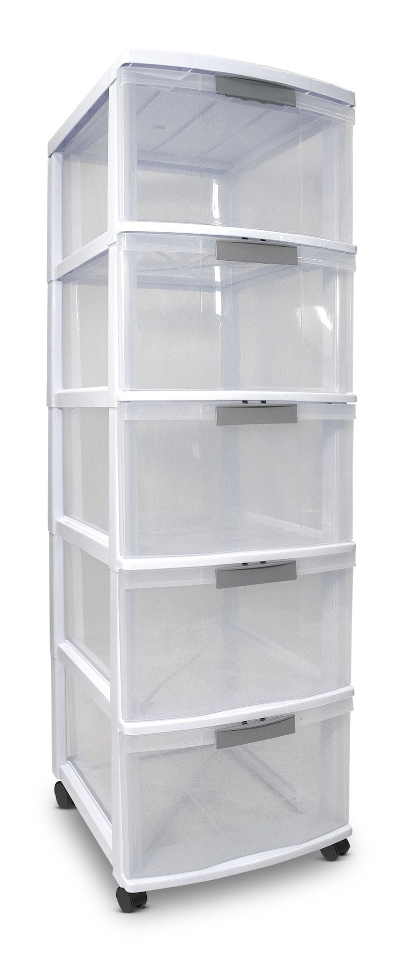 type A Element Clear Lockable White Frame 5-Drawer Storage Tower/Cart ...