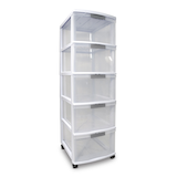 type A Element Lockable White Frame 5-Drawer Storage Tower/Cart with Wheels, 26-in Front_Three_Fourths_Angled_Right