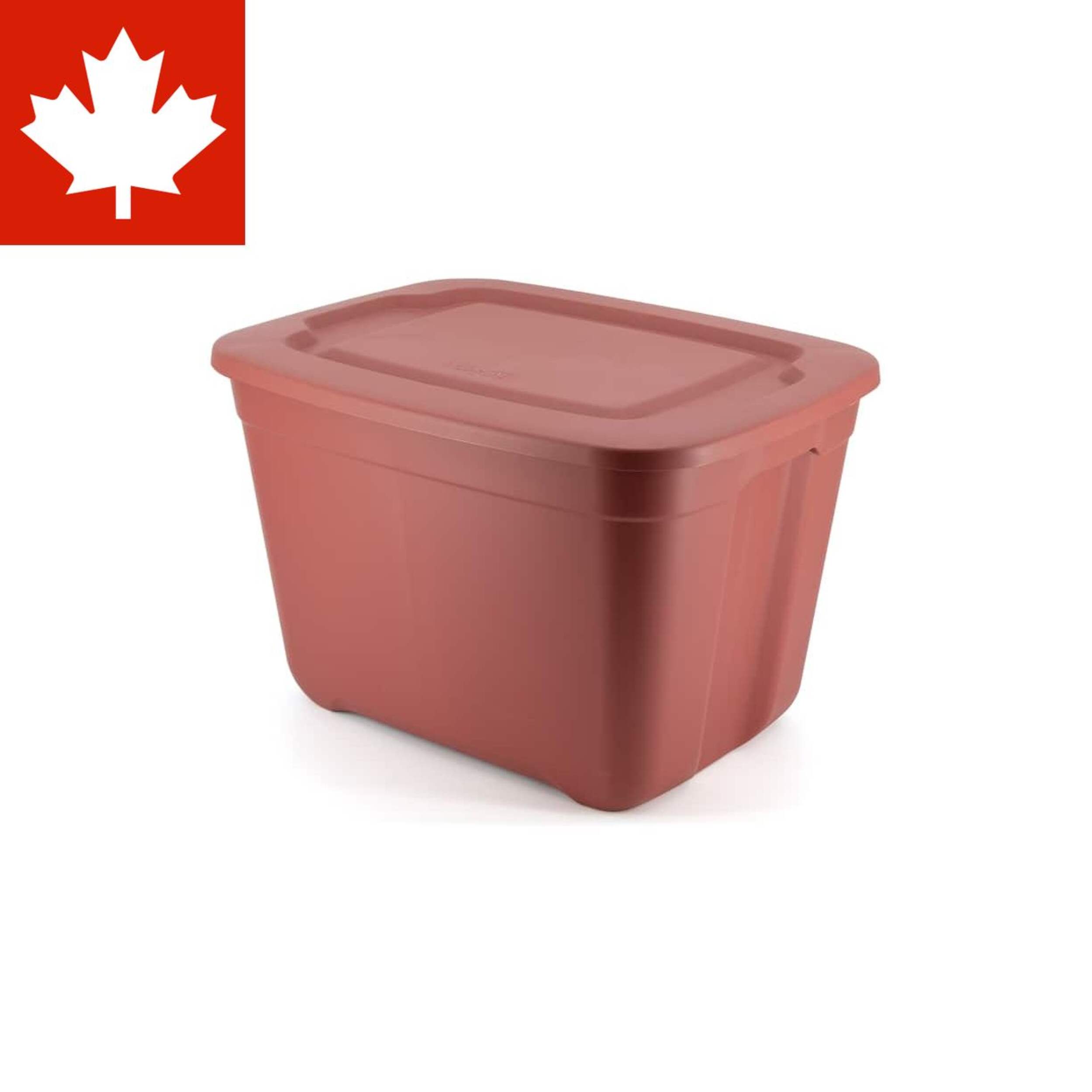 type A Restore Stackable Storage Box with Lid, 68-L, Red Front_Three_Fourths_Angled_Right