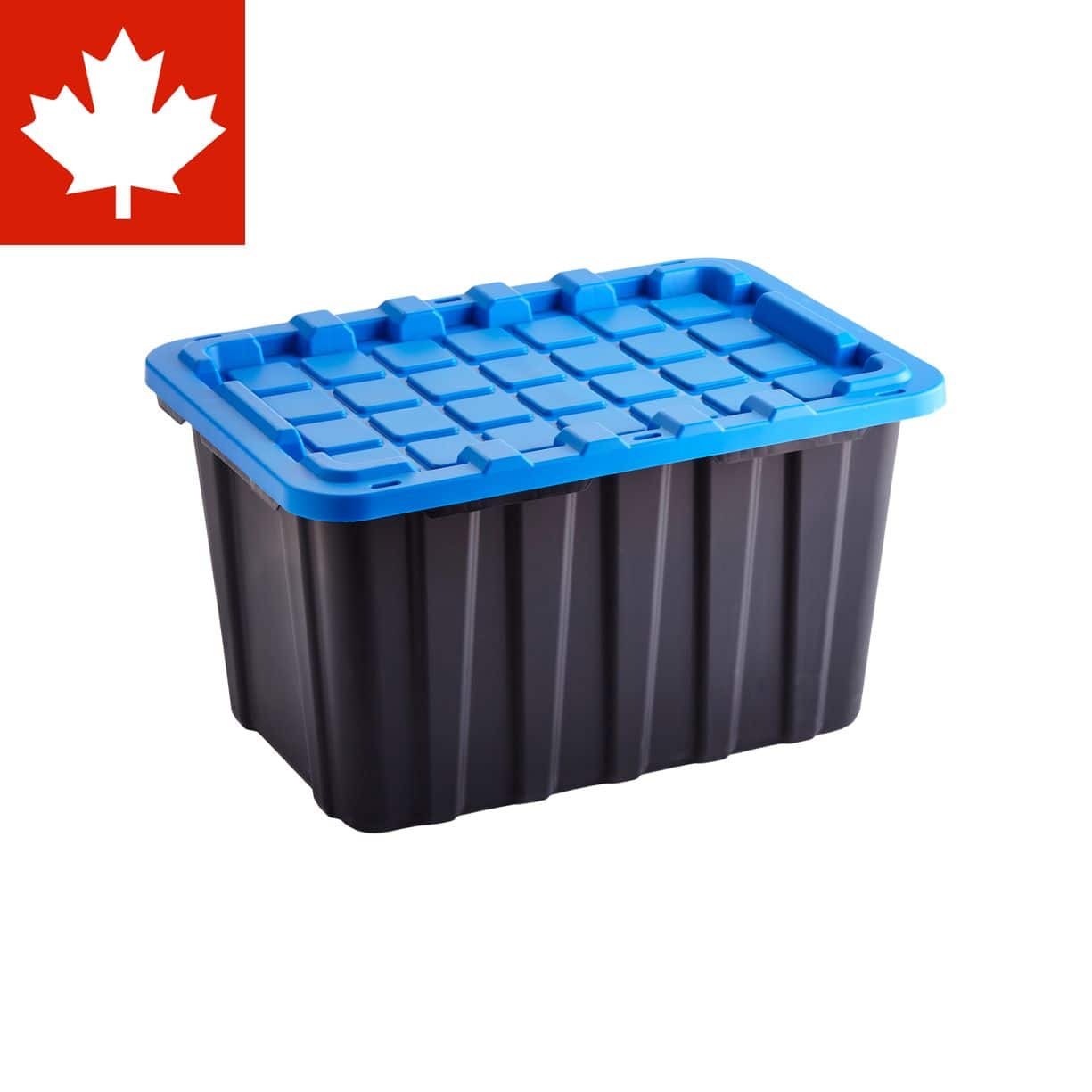 Mastercraft Heavy Duty Stackable Storage Box with Lid, 102-L, Black/Blue