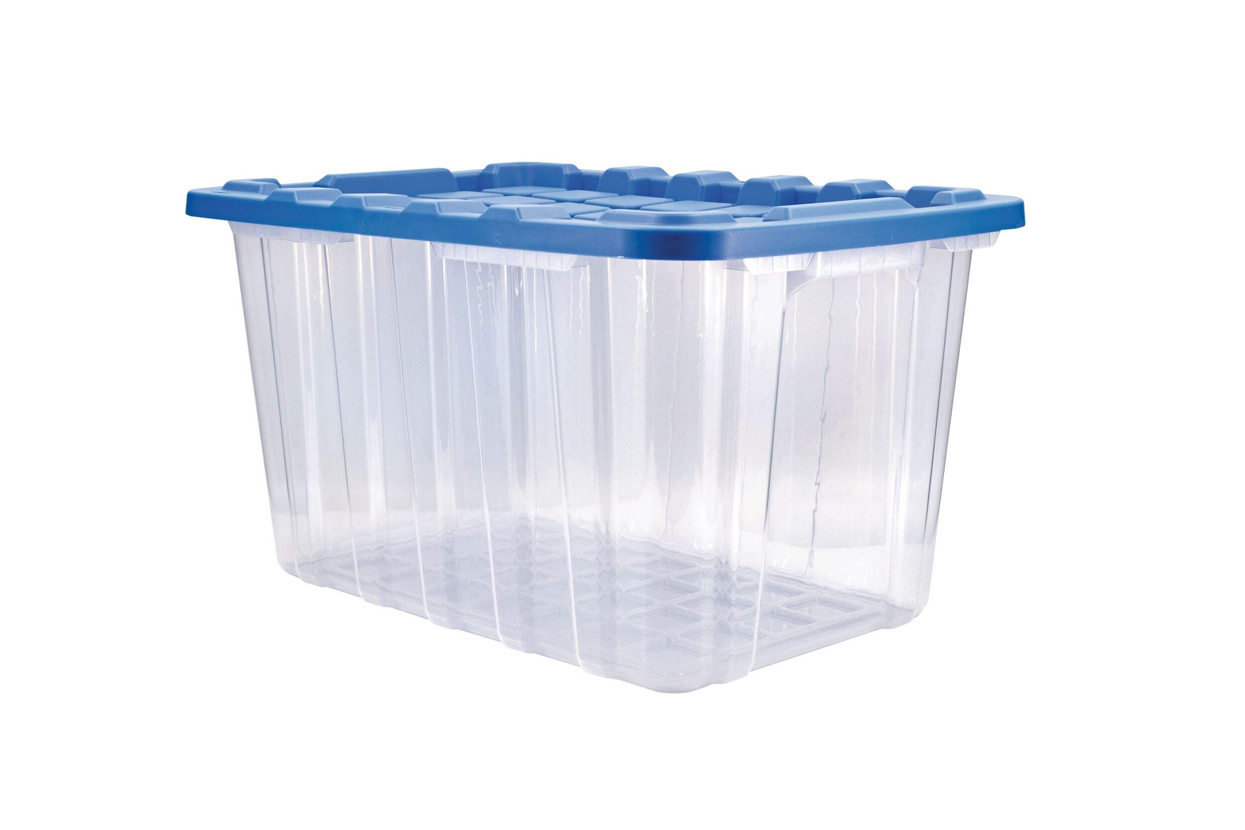 Mastercraft Clear Heavy-Duty Storage Tote with Snap-Lock Lid, 102-L Front_Three_Fourths_Angled_Left