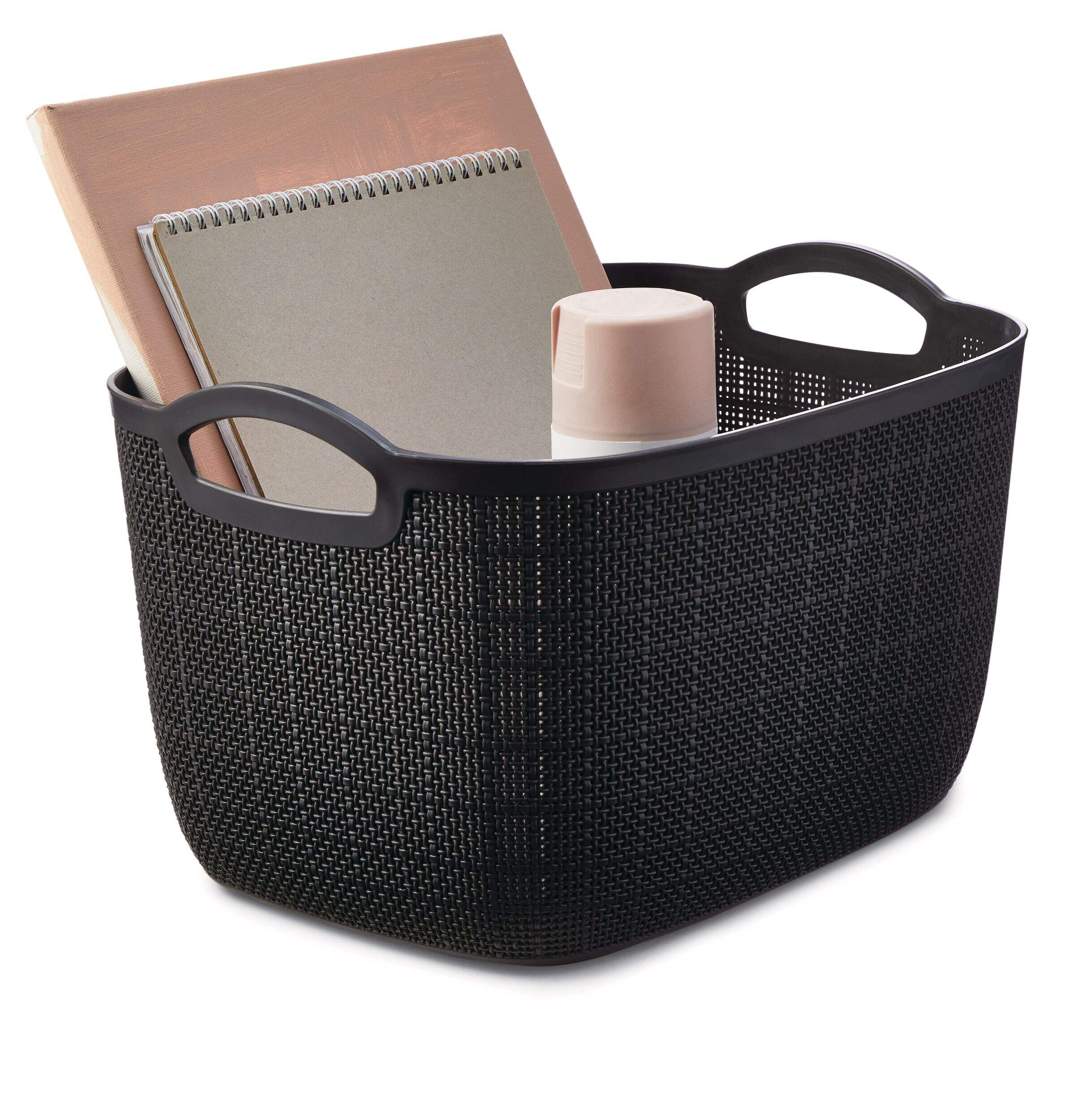 type A Nestable Storage Basket, Plastic, 18 L Front_Three_Fourths_Angled_Right