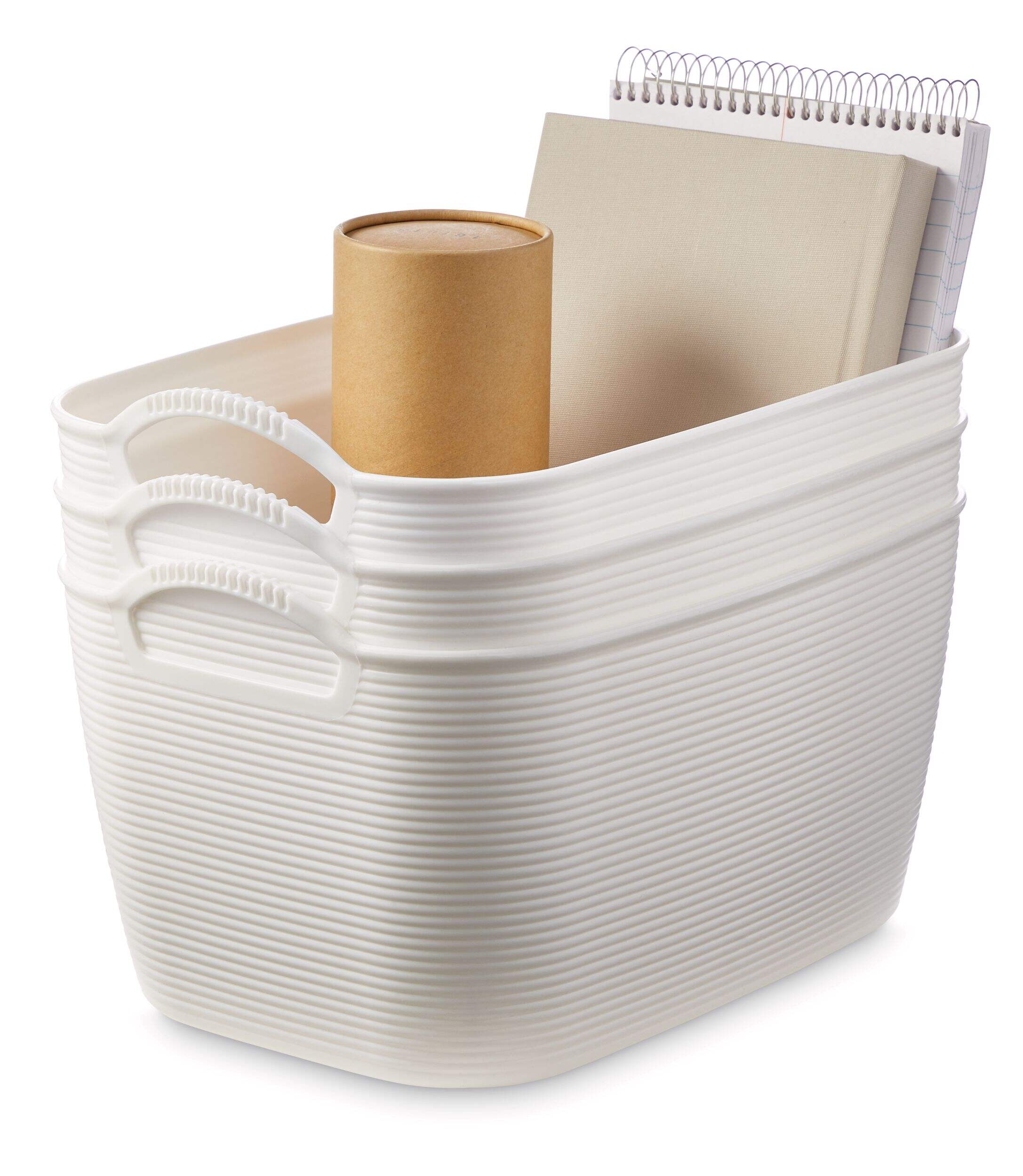 Type A Flexible Storage Bins, White, 7.8-L, 3-pk Front_Three_Fourths_Angled_Left