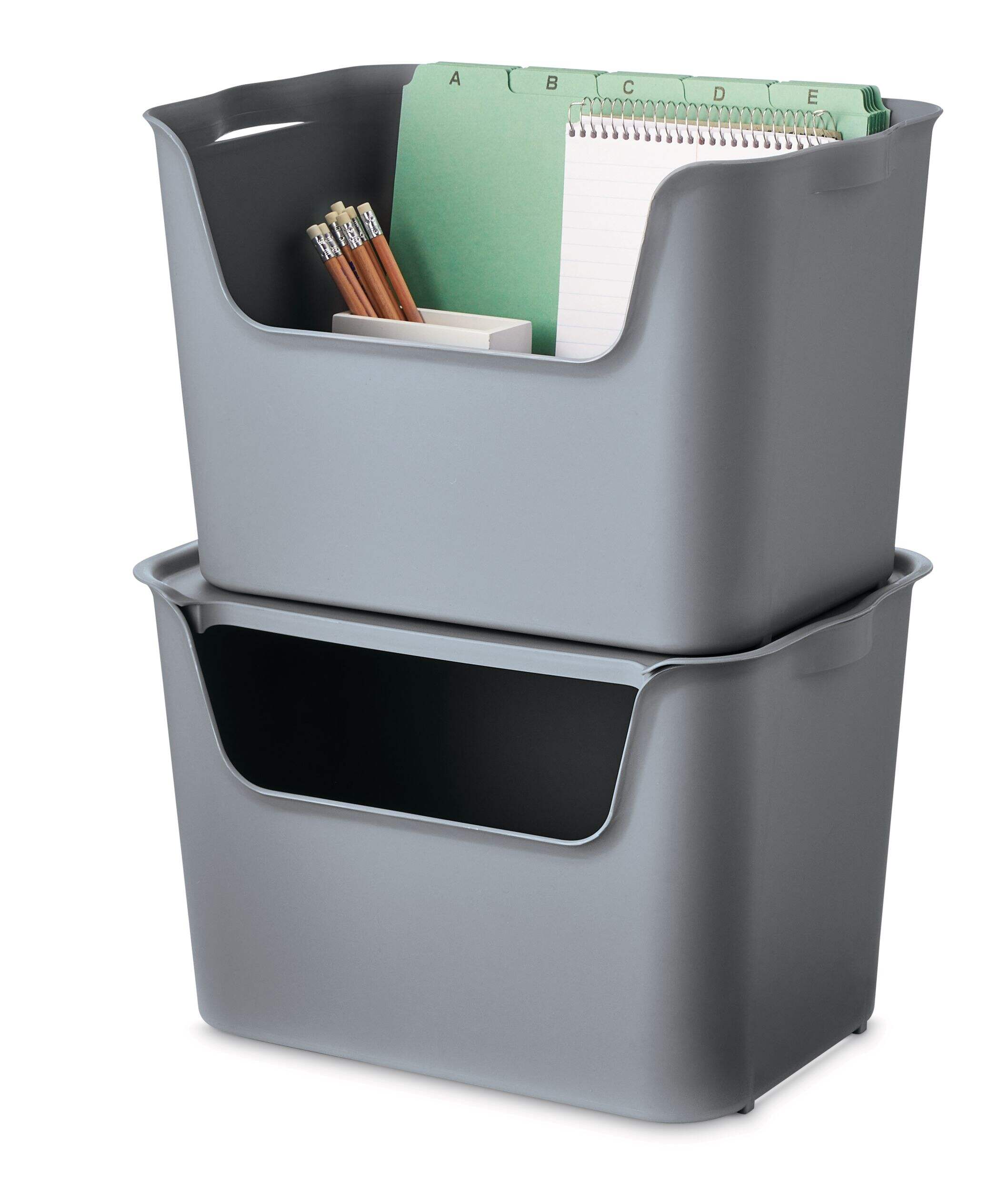 Type A Open Front Storage Bin with Lid, 18-L Front_Three_Fourths_Angled_Left
