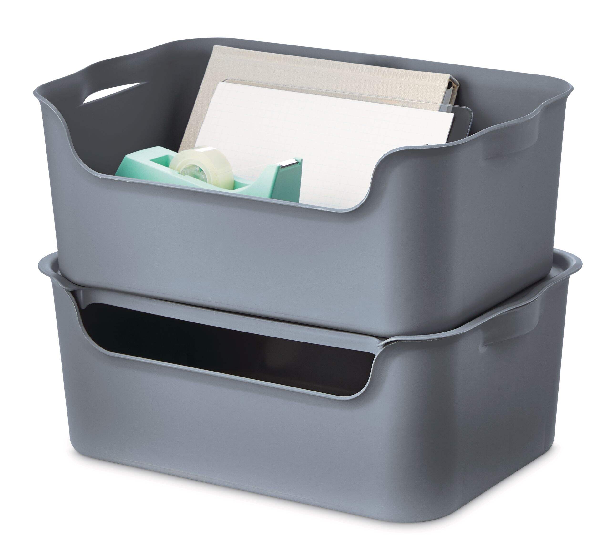 Type A Open Front Storage Bin with Lid, 11-L Front_Three_Fourths_Angled_Left