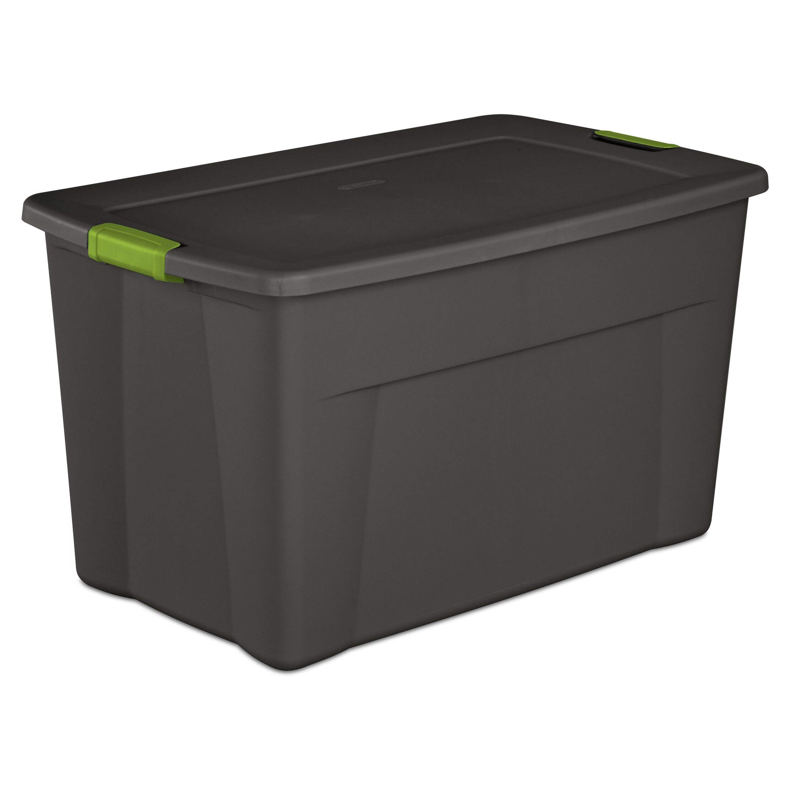 Sterilite Solid Latch Tote Storage Container, 129-L, Dark Grey Front_Three_Fourths_Angled_Right