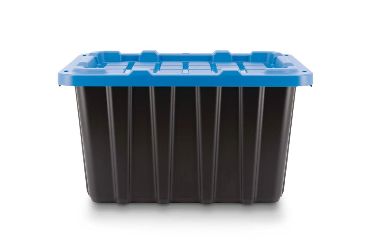Mastercraft Heavy Duty Stackable Storage Box with Lid, 45-L, Black