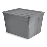 type A Solid Storage Tote with Wheels, 80-L Front_Three_Fourths_Angled_Right