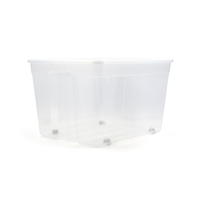 type A Clear Storage Tote with Wheels, 80-L Front_Three_Fourths_Angled_Left