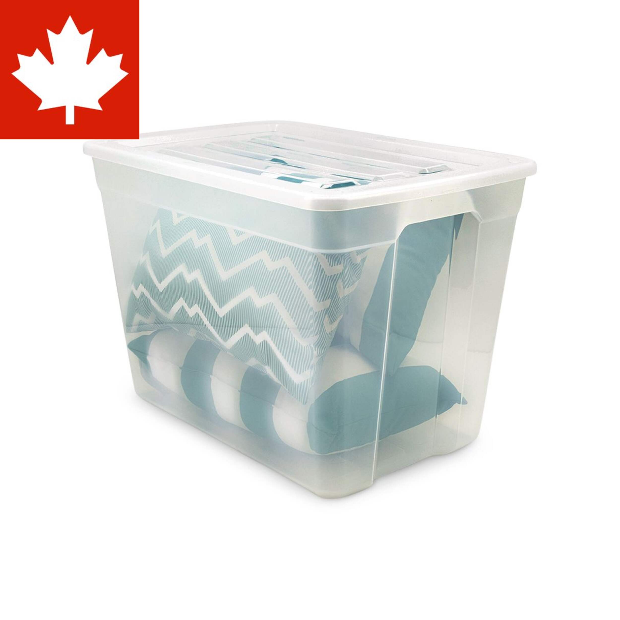 type A Clear Storage Tote, 72-L Front_Angled_Left