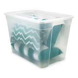type A Clear Storage Tote, 72-L Front_Three_Fourths_Angled_Left