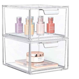 Maison Kleen Clear Stackable Storage Drawer Set, 2-pc Front_Three_Fourths_Angled_Right