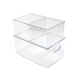 Dial Clear Storage Bin Set, 3-pc Front_Three_Fourths_Angled_Left