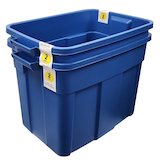 Bac de rangement robuste Rubbermaid Roughneck avec couvercle, 68 L, bleu, ens. 2 Front_Three_Fourths_Angled_Left