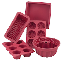MASTER Chef Silicone Non-Stick Muffin Pan, Red, 6-Cup Composite_or_Mixed