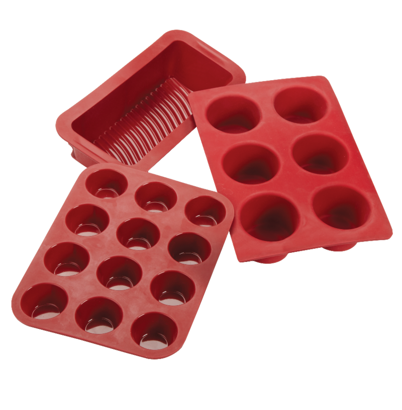 MASTER Chef Silicone NonStick Mini Muffin Pan, Red, 10 x 7.5 x 1in
