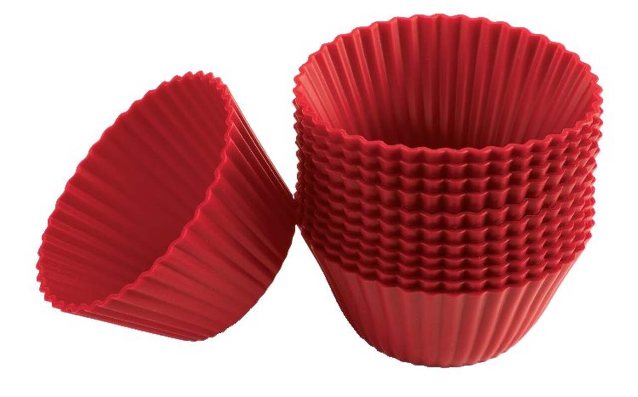 MASTER Chef Silicone Non-Stick Baking Cups, Red, 12-pk
