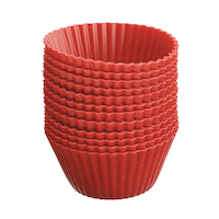 MASTER Chef Silicone Non-Stick Baking Cups, Red, 12-pk Front_Elevated