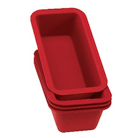 MASTER Chef Silicone Non-Stick Mini Loaf Pans, Red, 5.2 x 2.6 x 1.85-in, 4-pk