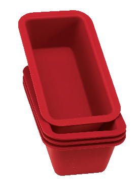Mini moules à pain MASTER chef antiadhésifs en silicone, rouge, 5,2 x 2,6 x  1,85 po, paq. 4