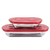 Plats de cuisson en verre Anchor Hocking Bake N' Keep, avec couvercles en plastique, paq. 4 Front_Elevated