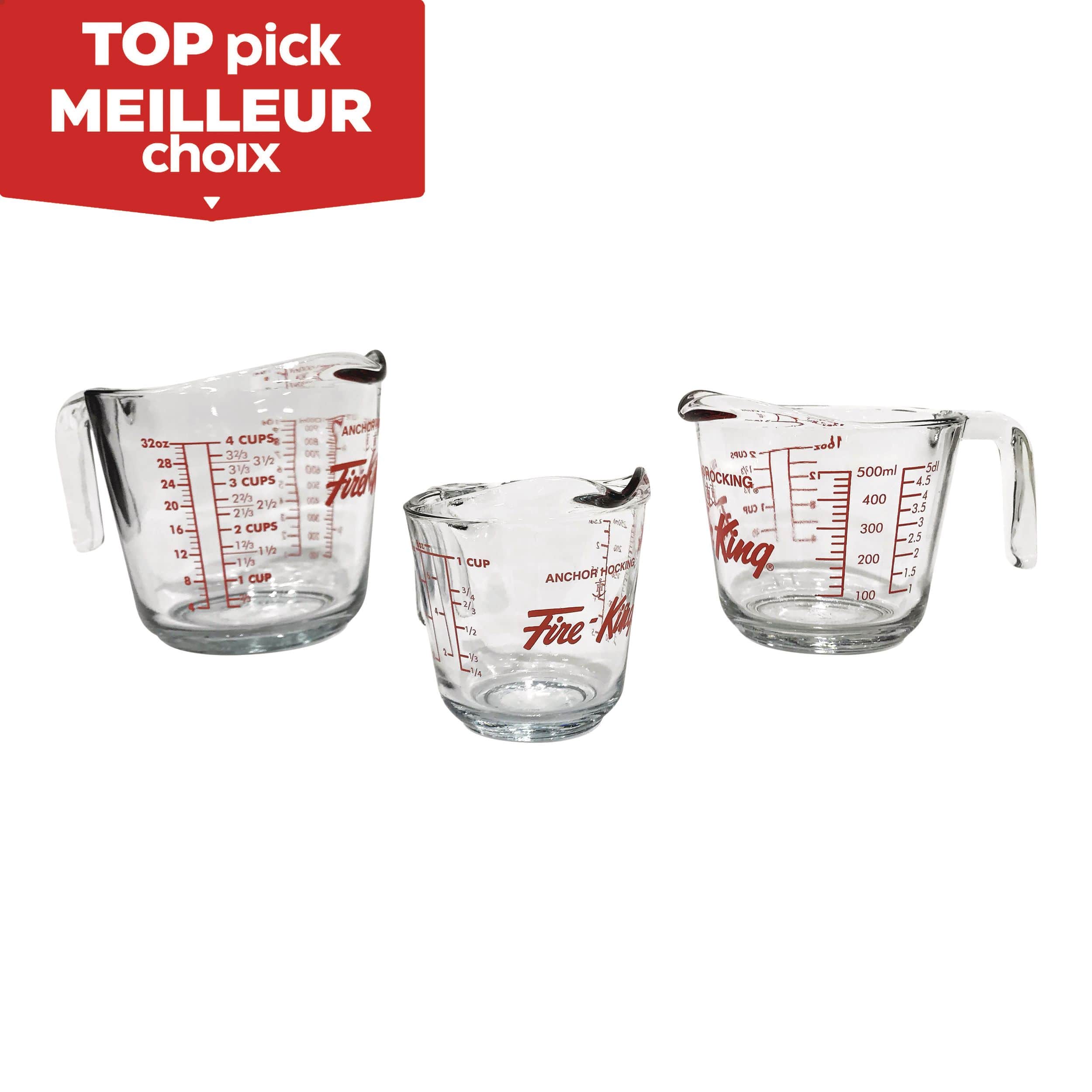 3 Piece Glass Measuring Cup Set Includes 1 Cup 2 Cup and 4 Cup Tempered  Glass