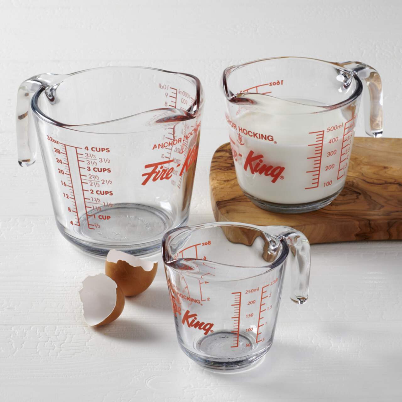 Anchor Hocking Glass Measuring Cup Set, Assorted Sizes, 3-pc