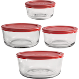 Anchor Hocking Round Glass Storage Set with Lids, Assorted Sizes, 4 Count Front_Elevated