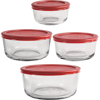 Anchor Hocking Round Glass Storage Set with Lids, Assorted Sizes, 4 Count Front_Elevated