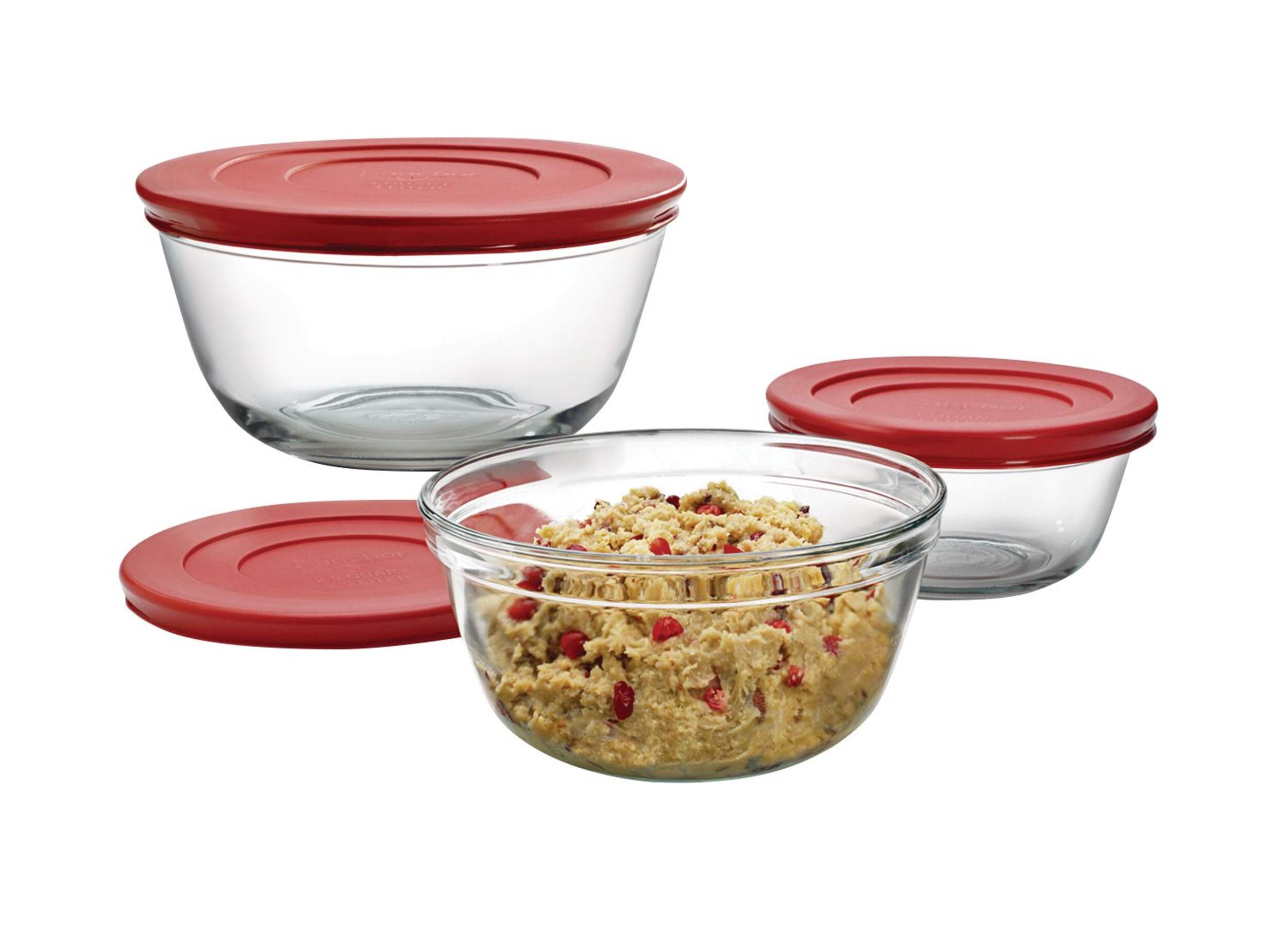 Anchor Hocking Classic Glass Bowl Storage Set with Lids, Assorted Sizes, 6-pc Composite_or_Mixed