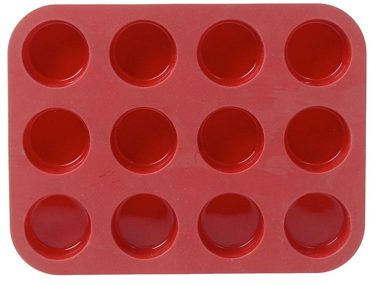 MASTER Chef Silicone NonStick Mini Muffin Pan, Red, 10 x 7.5 x 1in