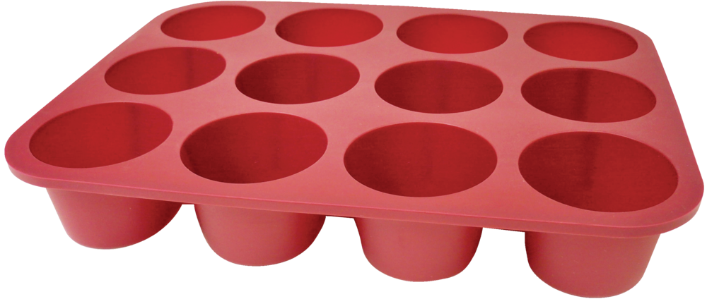 MASTER Chef Silicone Non-Stick Muffin Pan, Red, 12-Cup