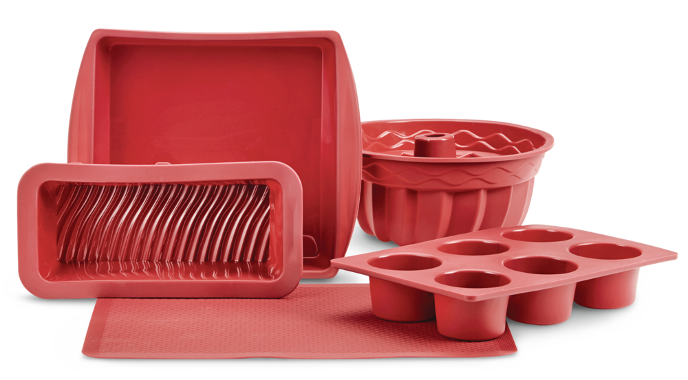 MASTER Chef Silicone Non-Stick Bakeware Set, Red, 5-pc
