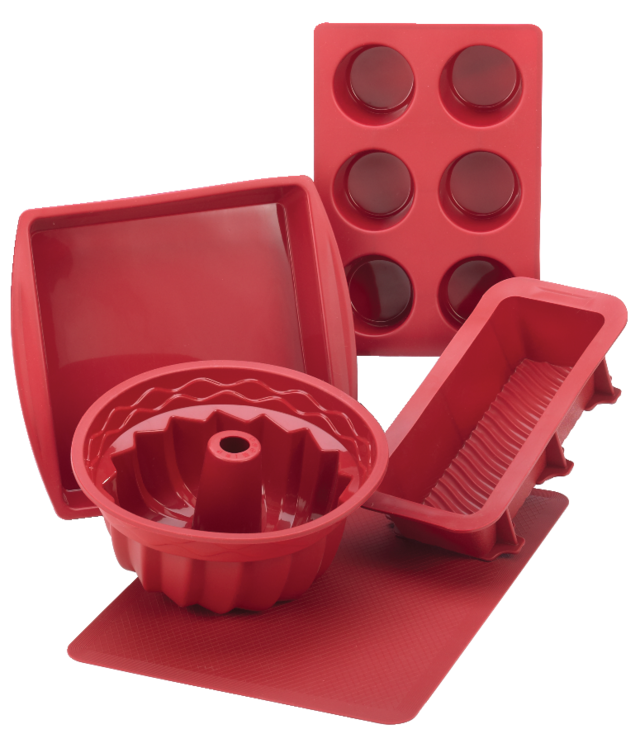 MASTER Chef Silicone NonStick Bakeware Set, Red, 5pc Canadian Tire