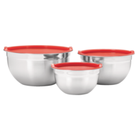 MASTER Chef Stainless Steel Mixing Bowls with Plastic Lids, 3-pk Composite_or_Mixed