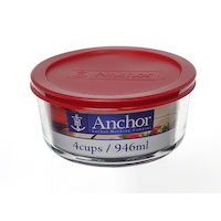 Anchor Hocking Round Glass Storage, 4-Cup