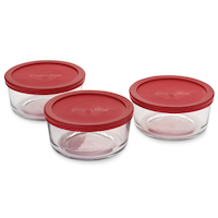 Anchor Hocking Glass Round Storage Container Set with Lids, 3 Count Composite_or_Mixed