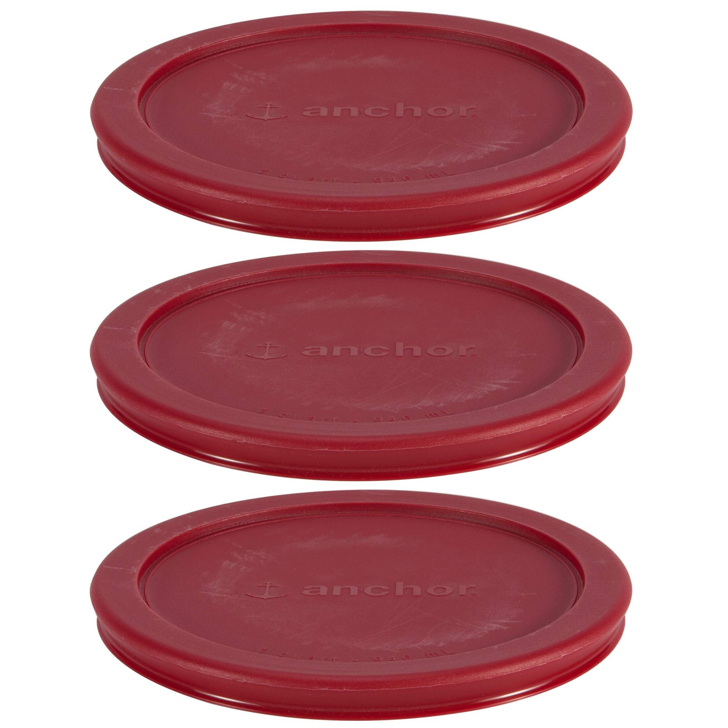Anchor Hocking Plastic Lid Set, Red, 3-pc x 4-Cup Front_Elevated