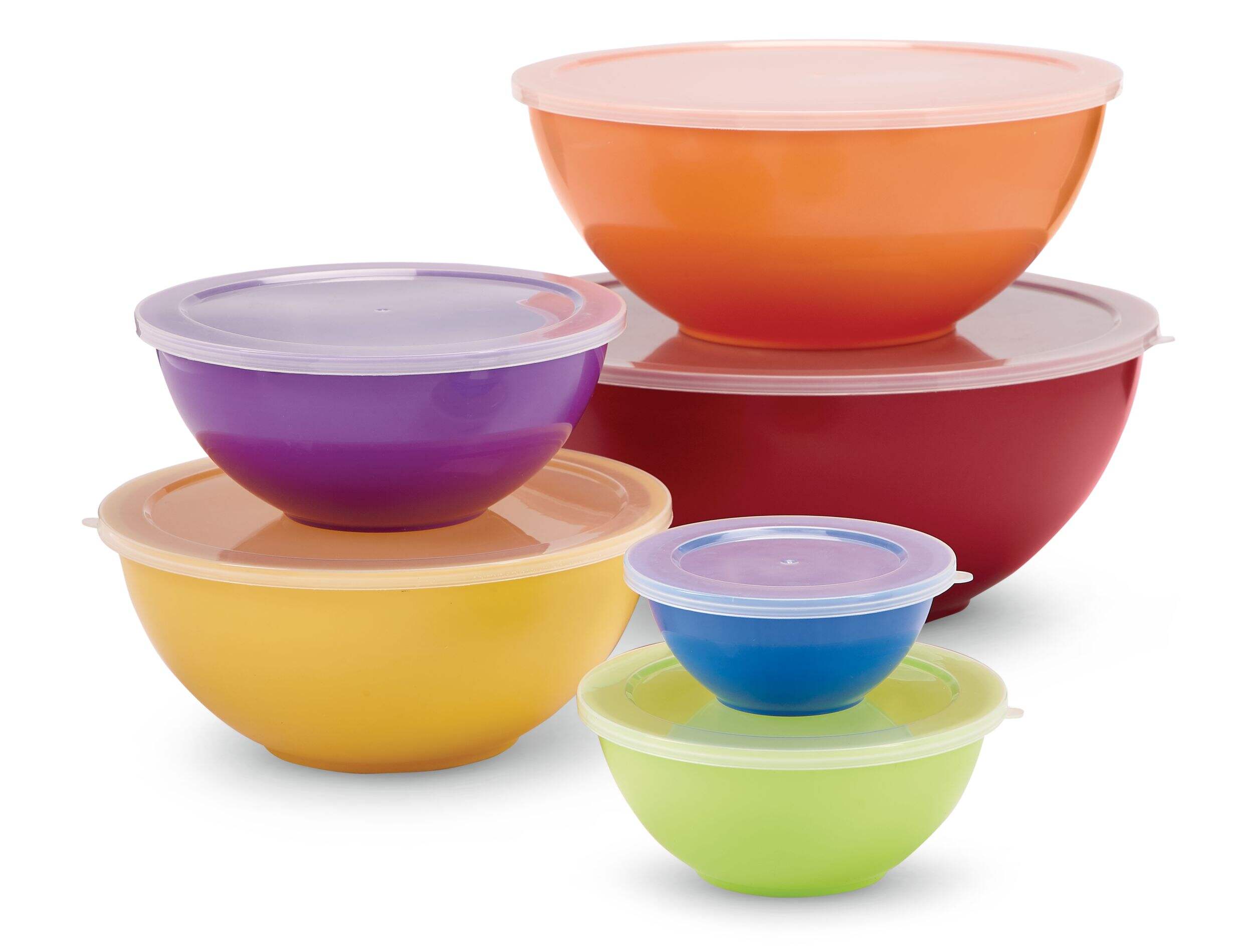 MASTER Chef Plastic Mixing Bowl Set with Lids, Assorted Sizes, 6-pk Front_Elevated