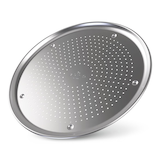 PADERNO Professional Uncoated Aluminum Round Pizza Crisper Pan, 16-in Overhead_Plunge