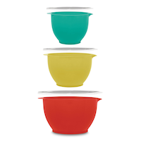 MASTER Chef Plastic Mixing Bowl Set with Lids, Assorted Sizes, 3-pk Front_Flat