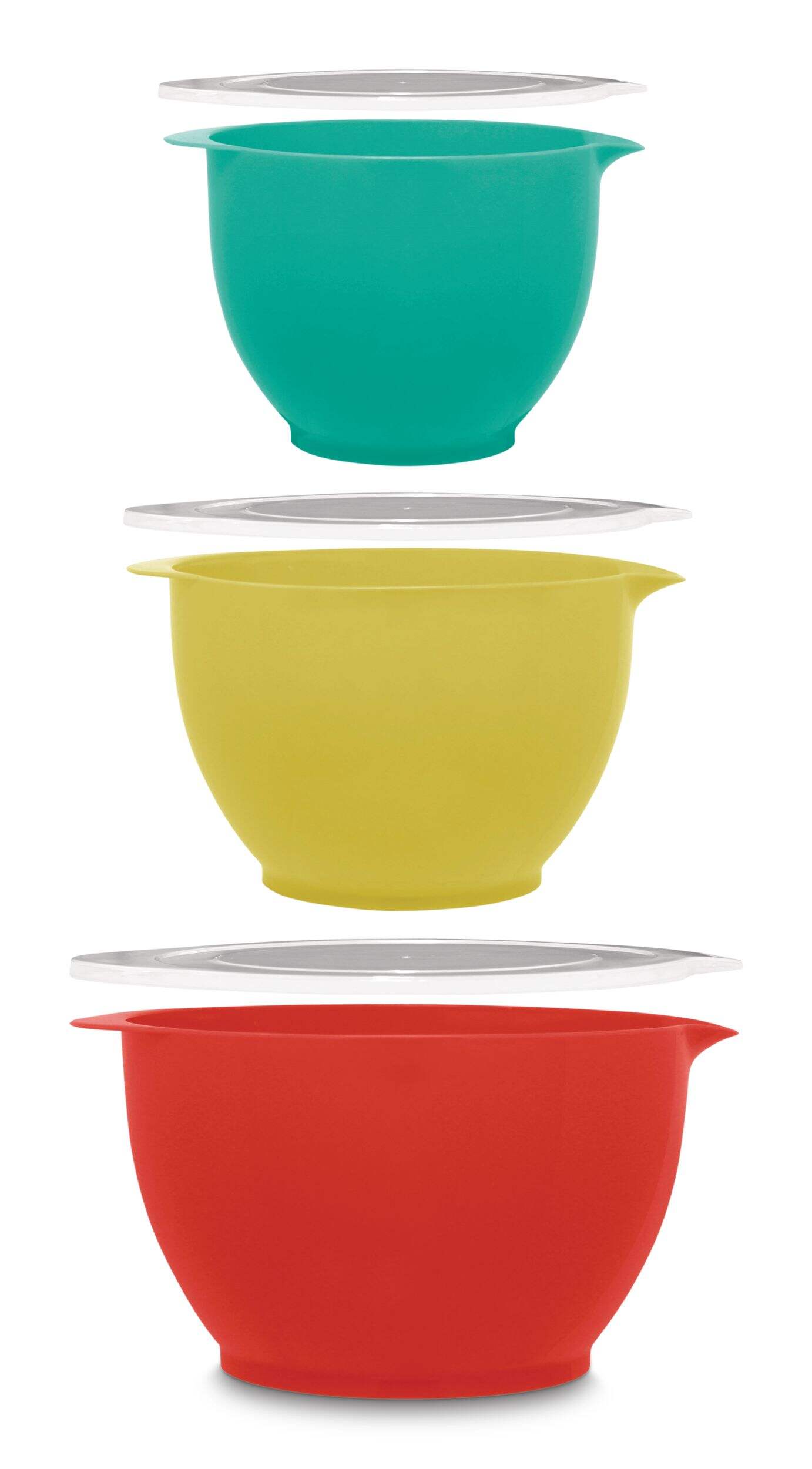 Bols à mélanger en plastique MASTER chef avec couvercles, tailles variées, paq. 3 Front_Flat