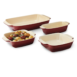 Plats de cuisson en céramique empilables PADERNO Signature, rouge, formats variés, paq. 4 Front_Three_Fourths_Angled_Right