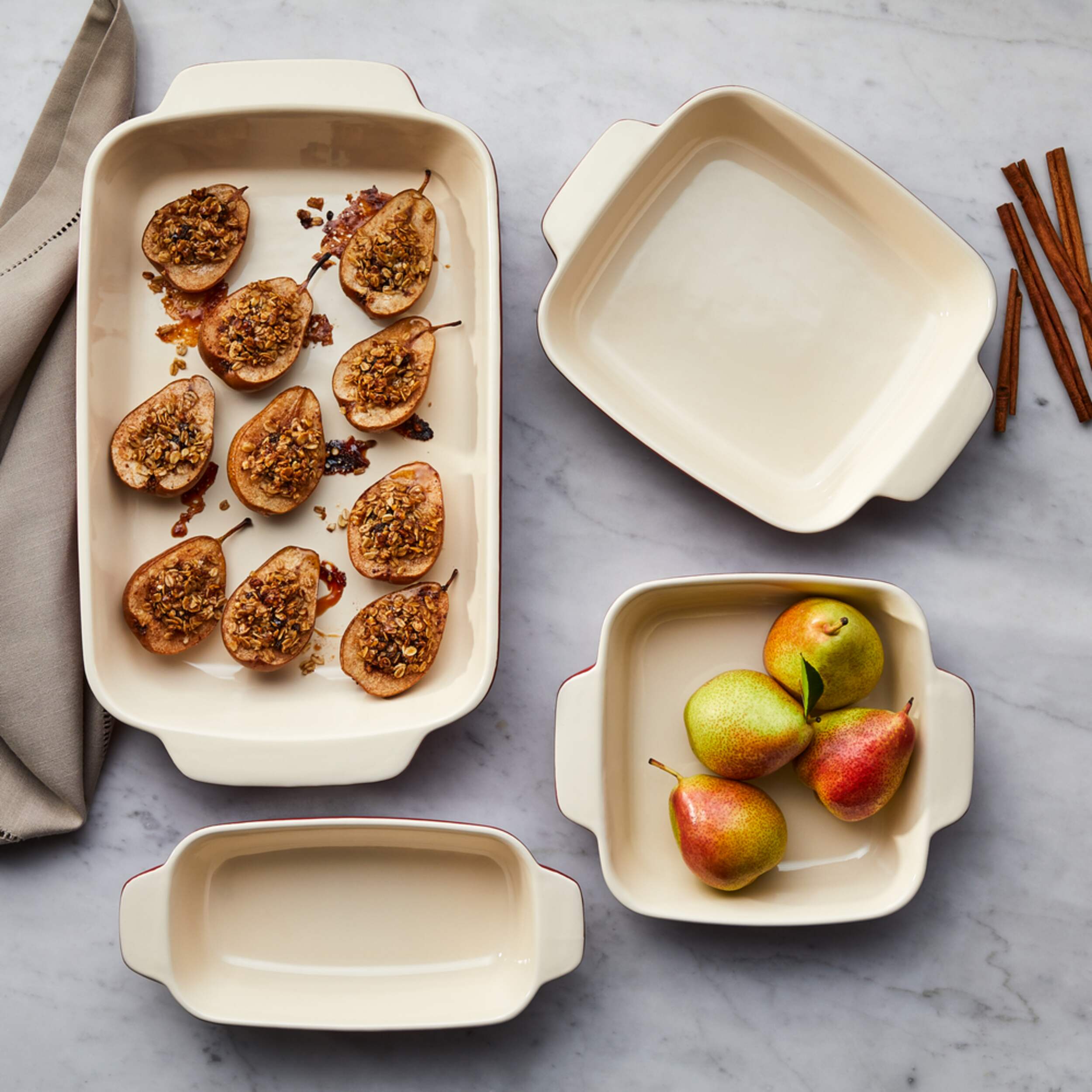 PADERNO Signature Smart Stacking Ceramic Bakeware, Red, Assorted Sizes, 4pc Canadian Tire