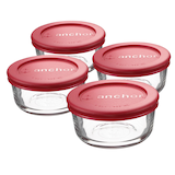 Anchor Hocking Glass Round Storage Containers with Lids, 4 Count Front_Elevated