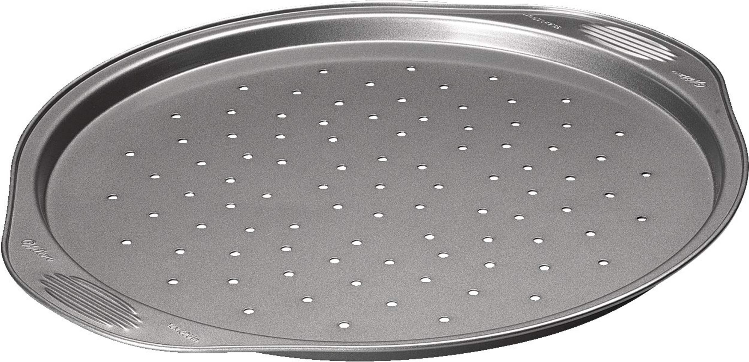 Plaque à pizza perforée antiadhésive Wilton Gourmet Choice, rond, 14 po Overhead_Plunge
