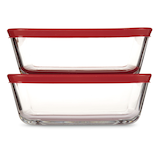 Anchor Hocking Glass Sandwich Container and Lid Set, Dishwasher-Safe, 2 Count Front_Flat